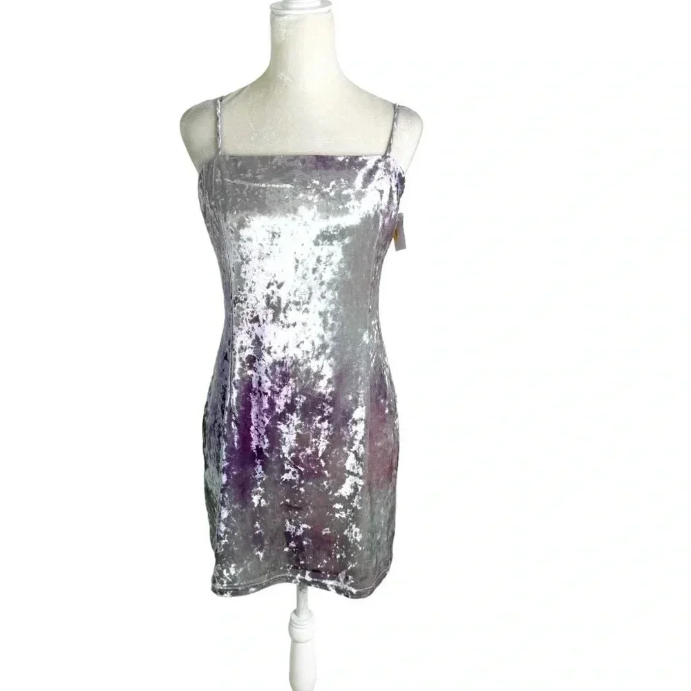 NWT Lulus Whatever Forever Tie Dye Crushed Velvet Bodycon Dress Lavender Size M - Picture 5 of 10